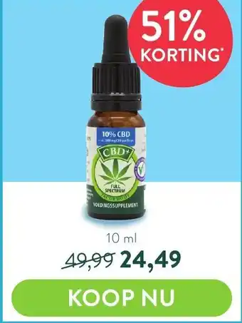 Holland & Barrett Jacob Hooy CBD+ Olie 10% 10ml aanbieding