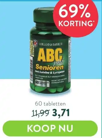 Holland & Barrett Holland & Barrett ABC Plus Senioren 60 tabs aanbieding