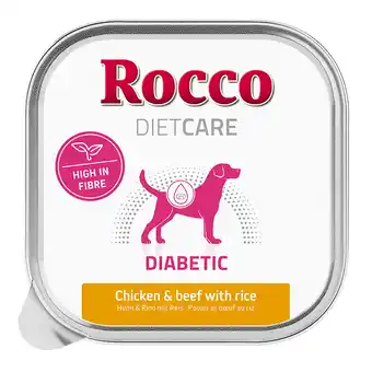 Zooplus 20x150g Rocco Diet Care Diabetic Kip & Rund met Rijst Kuipje Honden Natvoer aanbieding