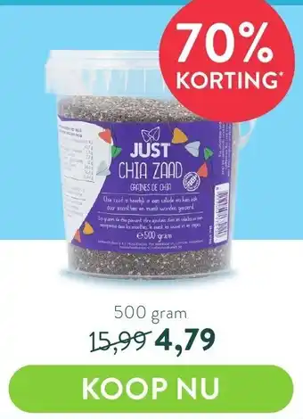 Holland & Barrett Just Chia Zaad 500g aanbieding