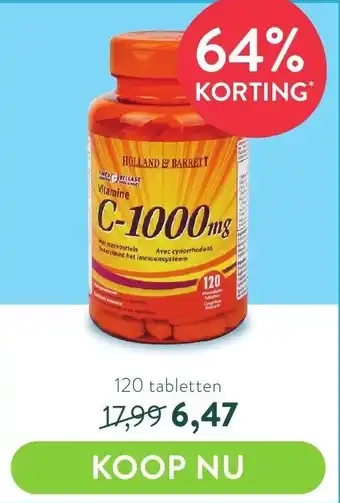 Holland & Barrett Holland & Barrett Vitamine C 1000mg 120 tabs aanbieding