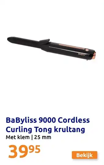 Action BaByliss 9000 Cordless Curling Tong krultang aanbieding