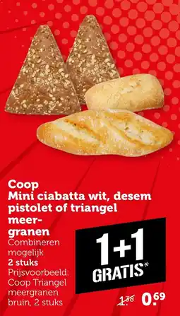 Coop Coop Mini ciabatta wit, desem pistolet of triangel granen aanbieding