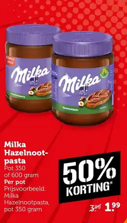 Coop Milka Hazelnoot pasta aanbieding