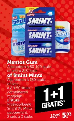 Coop Mentos Gum of Smint Mints aanbieding