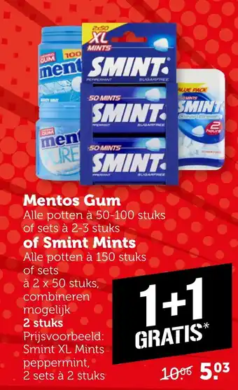 Coop Mentos Gum of Smint Mints aanbieding