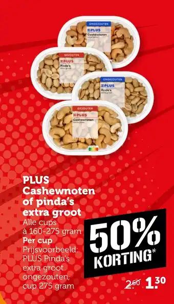 Coop PLUS Cashewnoten extra groot aanbieding