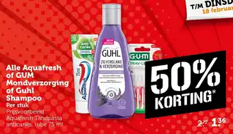 Coop Alle Aquafresh of GUM Mondverzorging of Guhl Shampoo aanbieding