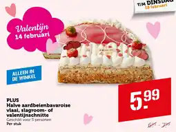 Coop PLUS Halve aardbeienbavaroise vlaai, slagroom of valentijnschnitte aanbieding