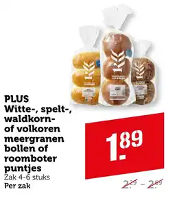 Coop PLUS Witte, spelt, waldkorn of volkoren meergranen bollen of roomboter puntjes aanbieding