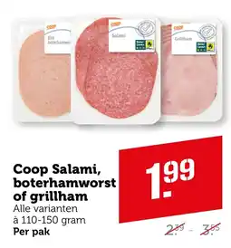 Coop Coop Salami, boterhamworst of grillham aanbieding