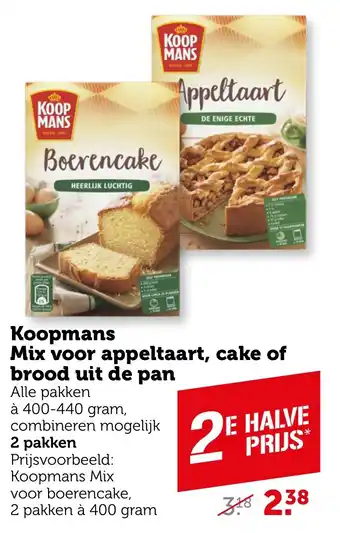 Coop Koopmans Mix voor appeltaart, cake of brood uit de pan aanbieding