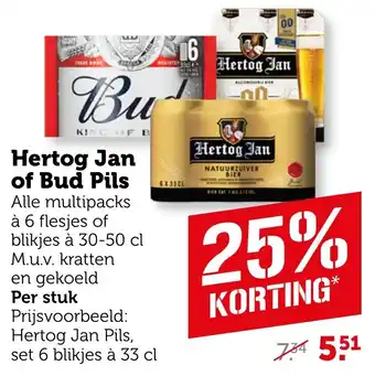 Coop Hertog Jan of Bud Pils aanbieding