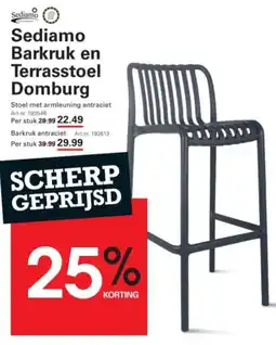 Sligro Sediamo Barkruk en Terrasstoel Domburg aanbieding