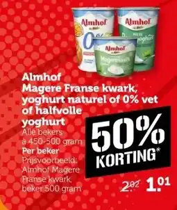 Coop Almhof Magere Franse kwark, yoghurt naturel of 0% vet of halfvolle yoghurt aanbieding