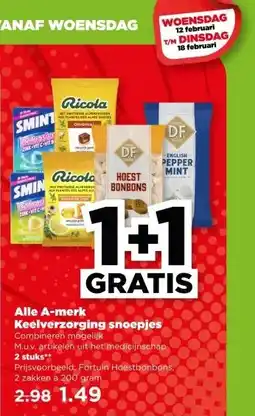 PLUS Alle A-merk Keelverzorging snoepjes aanbieding