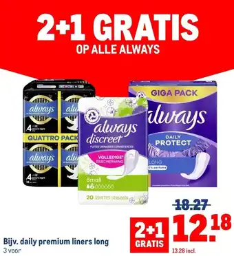 Makro Bijv. daily premium liners long aanbieding