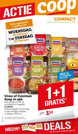 Coop Unox of Conimex Soep in zak aanbieding