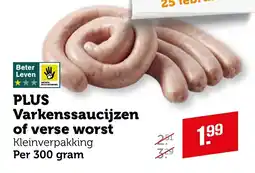 Coop PLUS Varkenssaucijzen of verse worst aanbieding