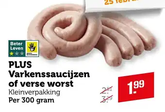 Coop PLUS Varkenssaucijzen of verse worst aanbieding