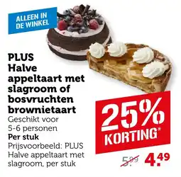 Coop PLUS Halve appeltaart met slagroom of bosvruchten brownietaart aanbieding