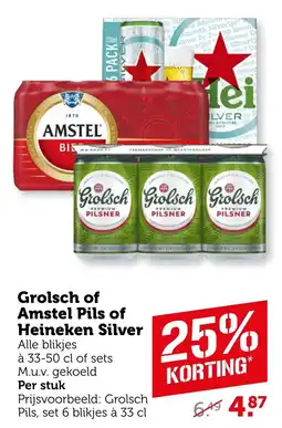 Coop Grolsch of Amstel Pils of Heineken Silver aanbieding