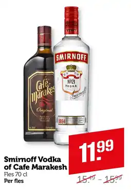 Coop Smirnoff Vodka of Cafe Marakesh aanbieding