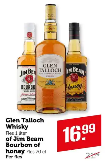 Coop Glen Talloch Whisky of Jim Beam Bourbon of honey aanbieding