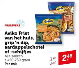 Coop Vriesvers Aviko Friet van het huis, grip 'n dip, aardappelschotel of schijfjes aanbieding