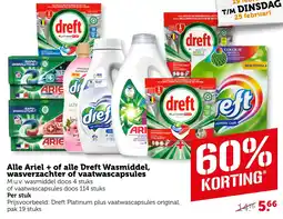 Coop Alle Ariel + of alle Dreft Wasmiddel, wasverzachter of vaatwascapsules aanbieding