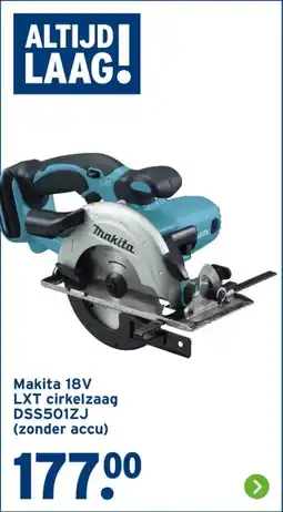 GAMMA Makita 18V LXT cirkelzaag DSS501ZJ aanbieding