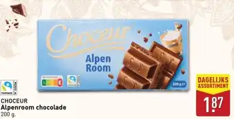 ALDI CHOCEUR Alpenroom chocolade aanbieding