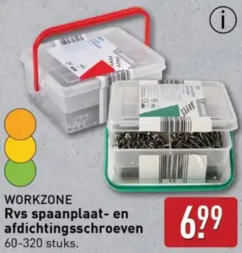 ALDI WORKZONE Rvs spaanplaat en afdichtingsschroeven aanbieding