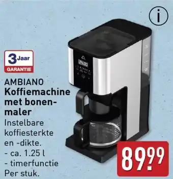 ALDI AMBIANO Koffiemachine met bonenmaler aanbieding