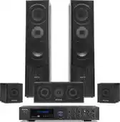 Bol.com Surround set home cinema - Fenton 5.0 set met versterker en 5 speakers - Bluetooth / mp3 - Zwart aanbieding