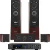 Bol.com Surround set home cinema - Fenton 5.0 set met versterker en 5 speakers - Bluetooth / mp3 - Walnoot aanbieding