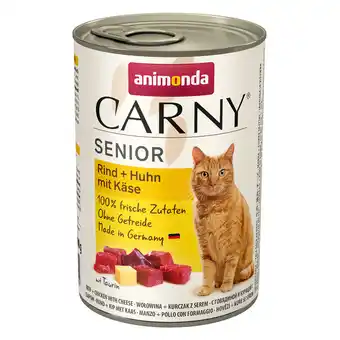 Zooplus 6x 400g animonda Carny Senior Rund + Kip met Kaas natvoer voor katten aanbieding