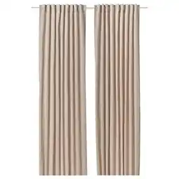 IKEA Sanela Gordijnen, 1 paar, met plooiband/lichtbeige, 140x300 cm aanbieding