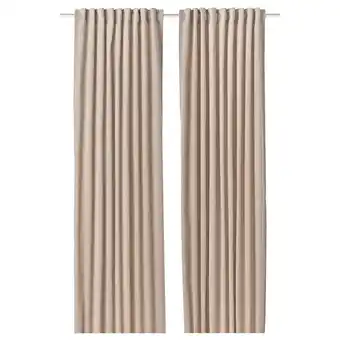 IKEA Sanela Gordijnen, 1 paar, met plooiband/lichtbeige, 140x300 cm aanbieding