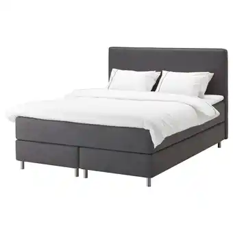 IKEA Dunvik Boxspring, Vågstranda middelhard/norrsele Skiftebo donkergrijs, 180x200 cm aanbieding