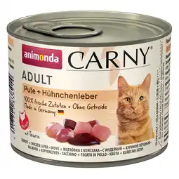 Zooplus 6x200g Adult Kalkoen en Kippenlever Animonda Carny Kattenvoer aanbieding