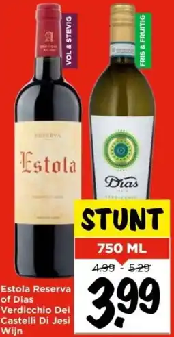 Vomar Voordeelmarkt Estola Reserva of Dias Verdicchio Dei Castelli Di Jesi Wijn aanbieding