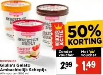 Vomar Voordeelmarkt Giulia's Gelato Ambachtelijk Schepijs aanbieding