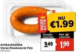 Vomar Voordeelmarkt Ambachtelijke Verse Rookworst Fijn aanbieding