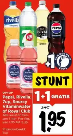 Vomar Voordeelmarkt Pepsi, Rivella, 7up, Sourcy Vitaminwater of Royal Club aanbieding