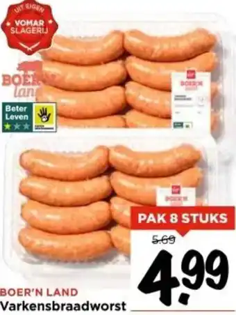 Vomar Voordeelmarkt BOER'N LAND Varkensbraadworst aanbieding