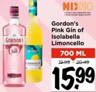 Vomar Voordeelmarkt Gordon's Pink Gin of Isolabella Limoncello aanbieding