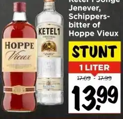 Vomar Voordeelmarkt Ketel 1 Jonge Jenever, Schippers- bitter of Hoppe Vieux aanbieding