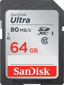 Bol.com SanDisk Ultra SDXC Kaart 64GB - 80MB/s CL10 aanbieding