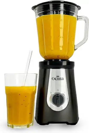 Bol.com Ocina Krachtige Blender - Smoothie Maker - met Glazen Kan - 1 Liter - 500W - Zwart aanbieding